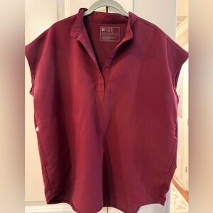 Figs Maroon Womens Rafaela Scrub Top